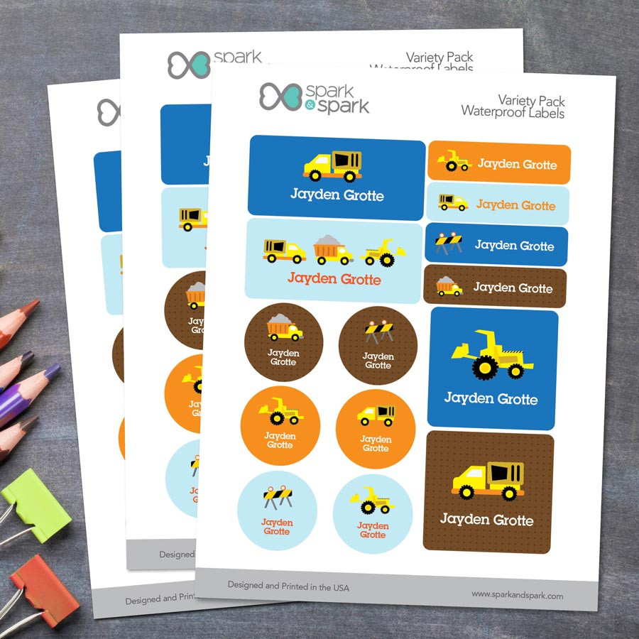 Construction Site Waterproof Labels Variety Pack (Set of 56)