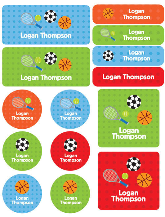 Boy Sports Waterproof Labels Variety Pack (Set of 56)