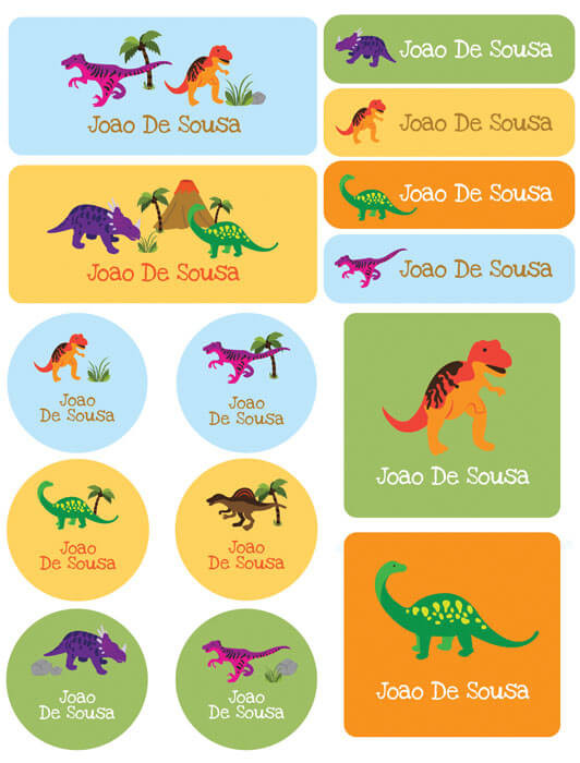 Dinosaurs In The Jungle Waterproof Labels Variety Pack (Set of 56)