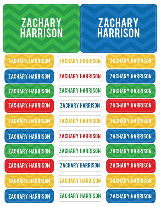 Red and Yellow Chevron Labels Rectangular Pack (Set of 128)