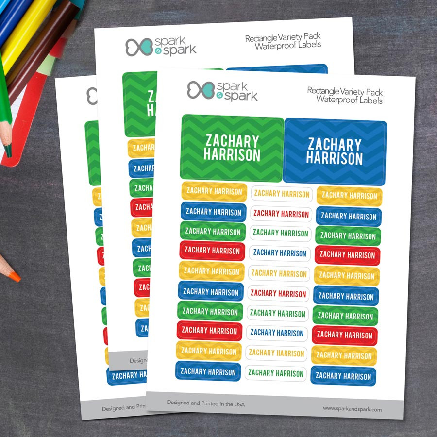 Red and Yellow Chevron Labels Rectangular Pack (Set of 128)