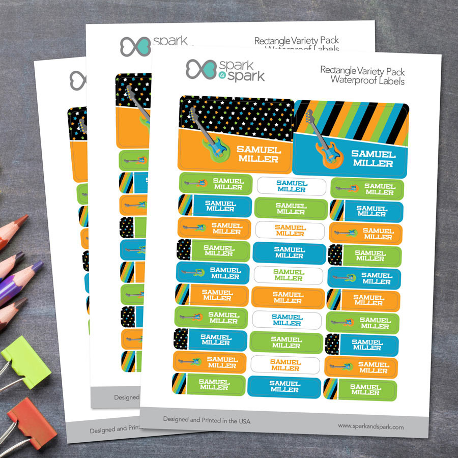 Guitar Sounds Labels Rectangular Pack (Set of 128)