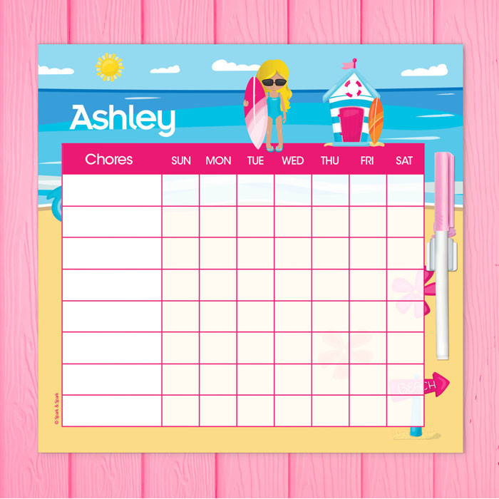 Beach Girl Blonde Weekly Chore Chart
