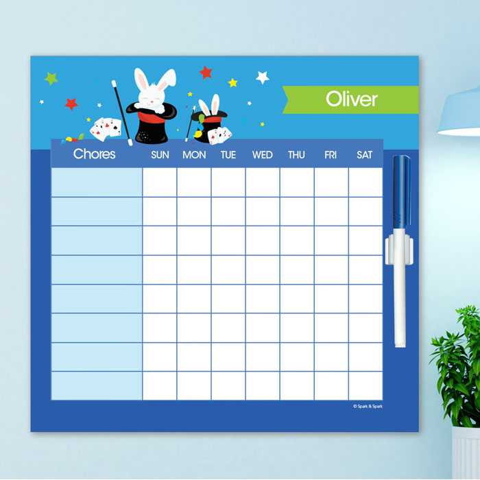 Cute Magician Boy Editable Chore Chart