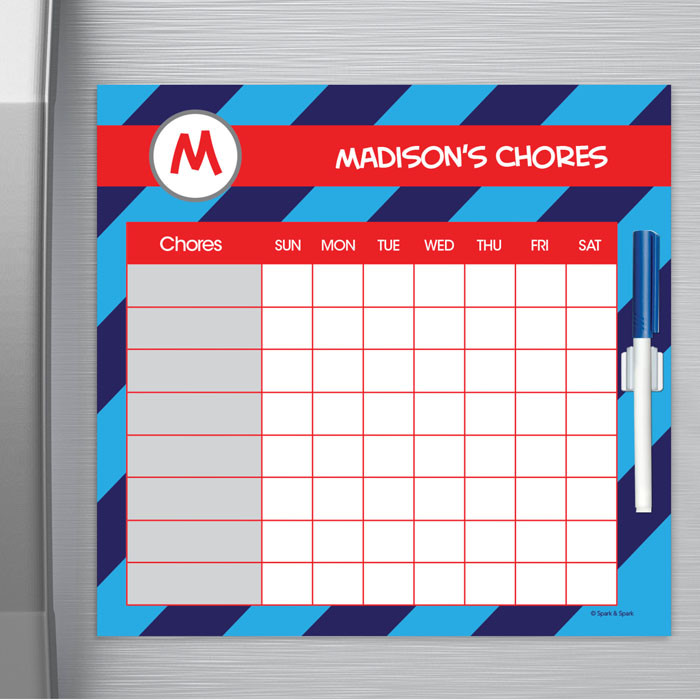 Fun initials Blue Chore Chart