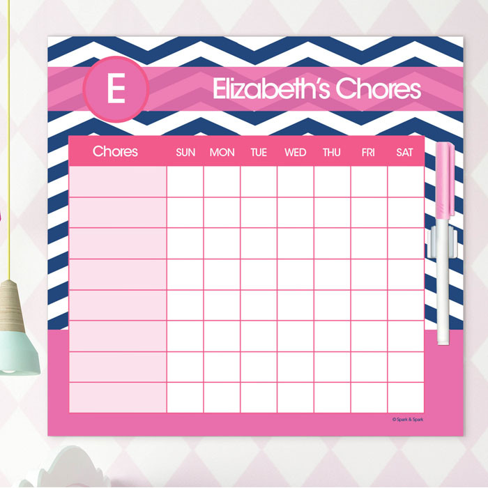 Chevron Blue & Pink Chore Chart