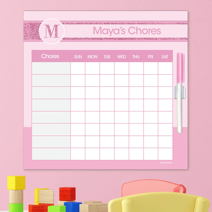 A Shiny Pink Letter Chore Chart