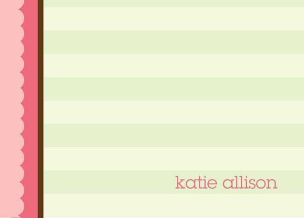 Browse Children'S Personalized Stationery | Green And Pink Stripes