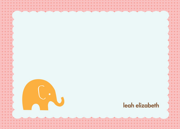 Fantastic Personalized Note Cards | My Little Elephant Pink