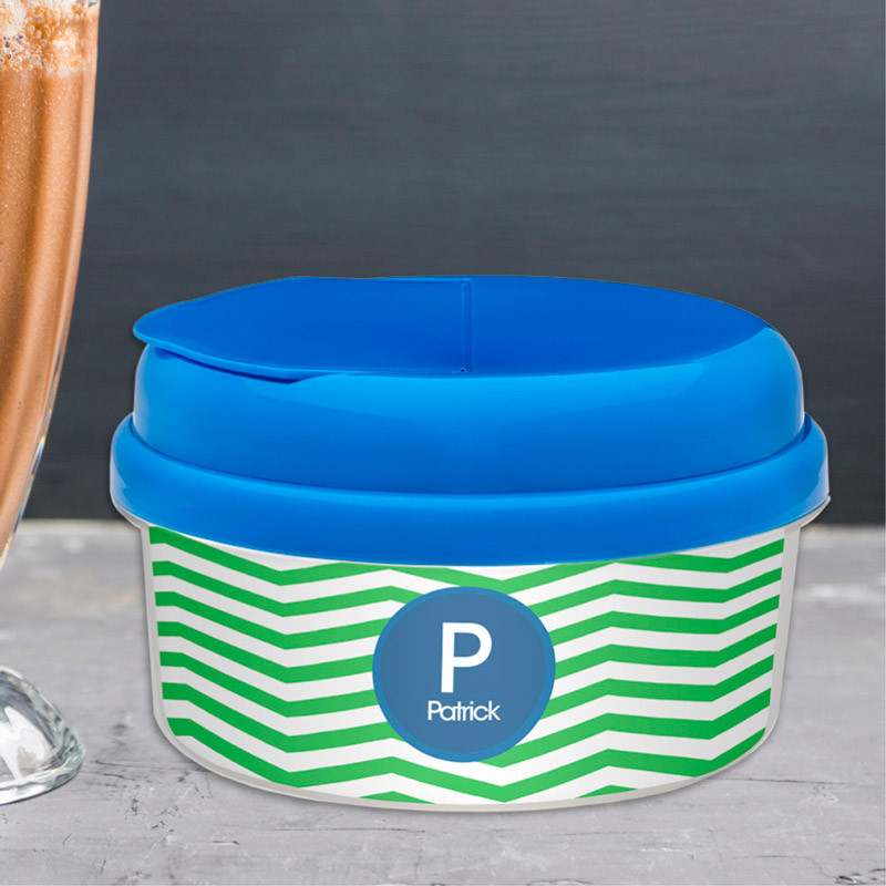 Chevron Green And Blue Snack Bowl