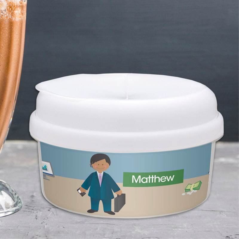 A Boy Crunching Numbers Snack Bowl