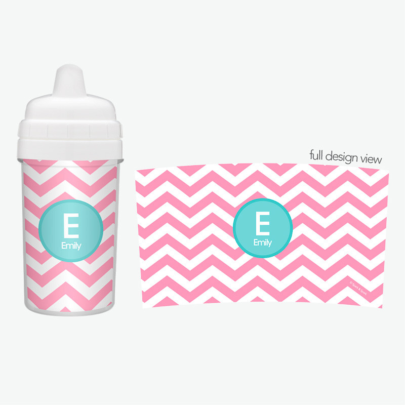 Chevron Pink & Aqua Best Sippy Cup for Milk