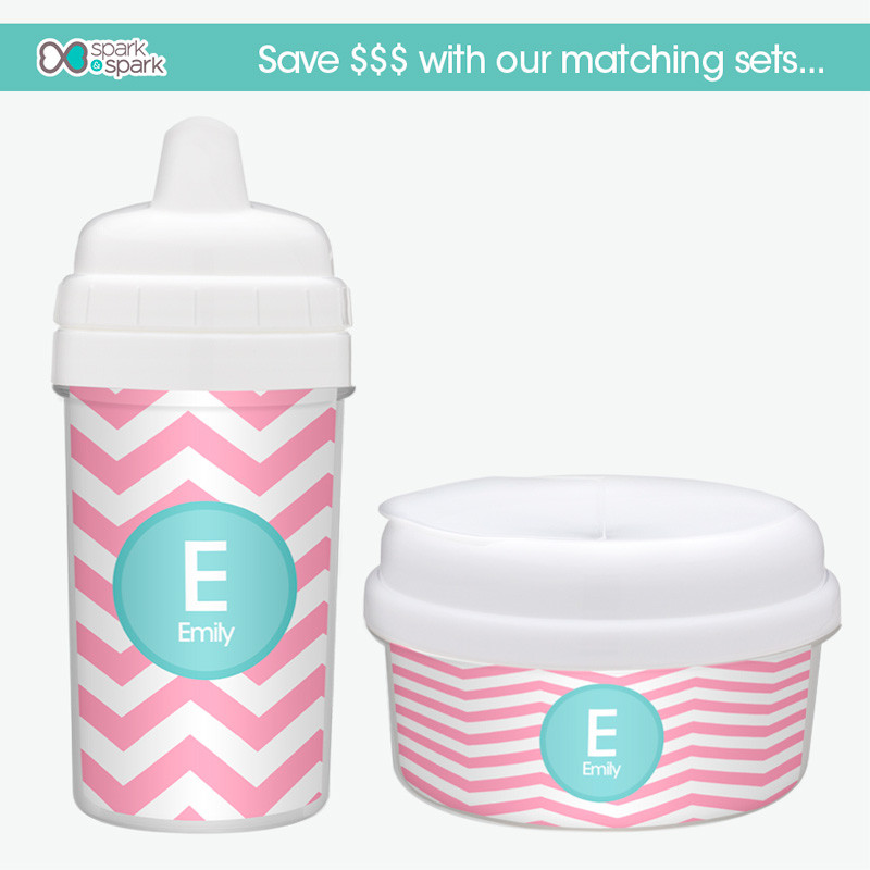 Chevron Pink & Aqua Best Sippy Cup for Milk