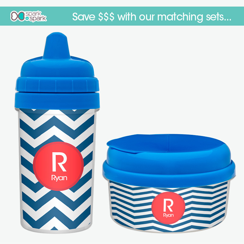 Chevron - Navy & Red No Spill Cup