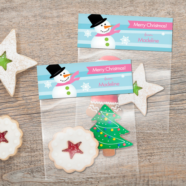 Pink Mr. Snowman Treat Bags
