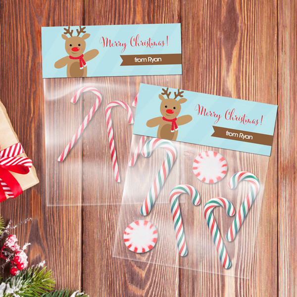Sweet Reindeer on Blue Treat Bags