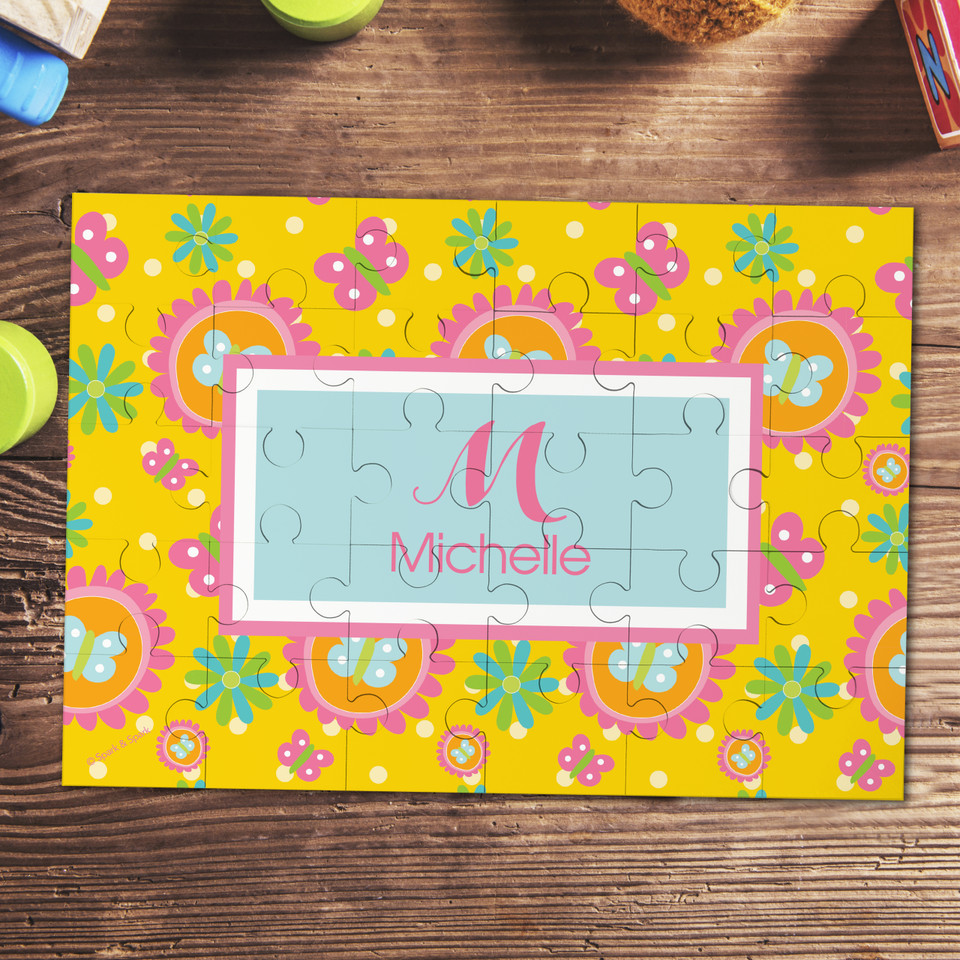 Yellow flowers Pattern Personalized Puzzles