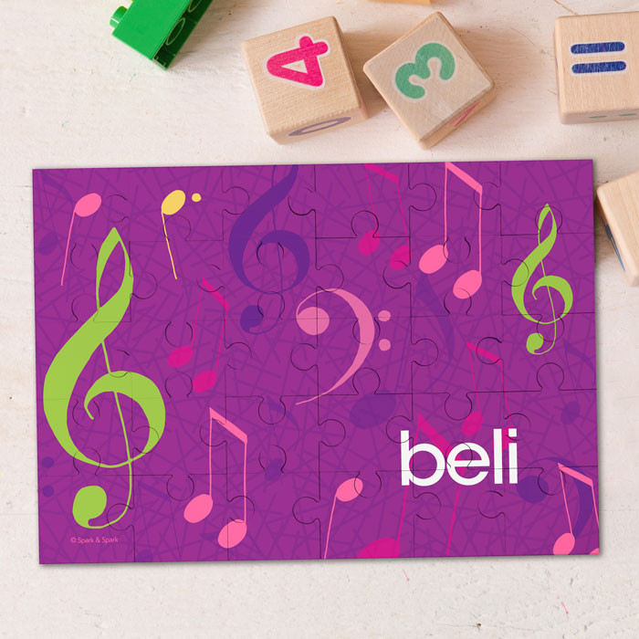 Girly Music Notes Personalized Puzzles