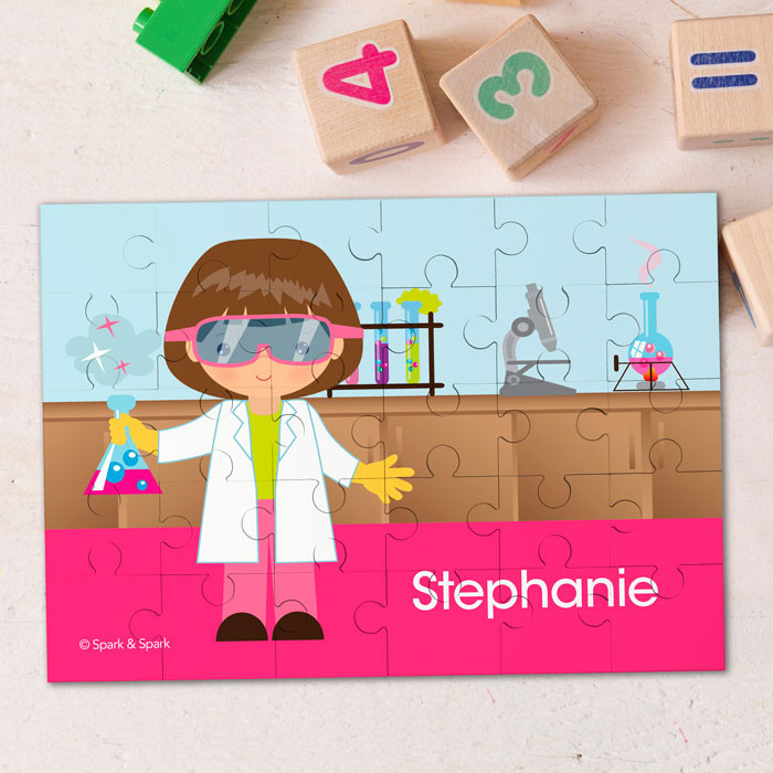 Cute Scientist Girl Personalized Puzzles