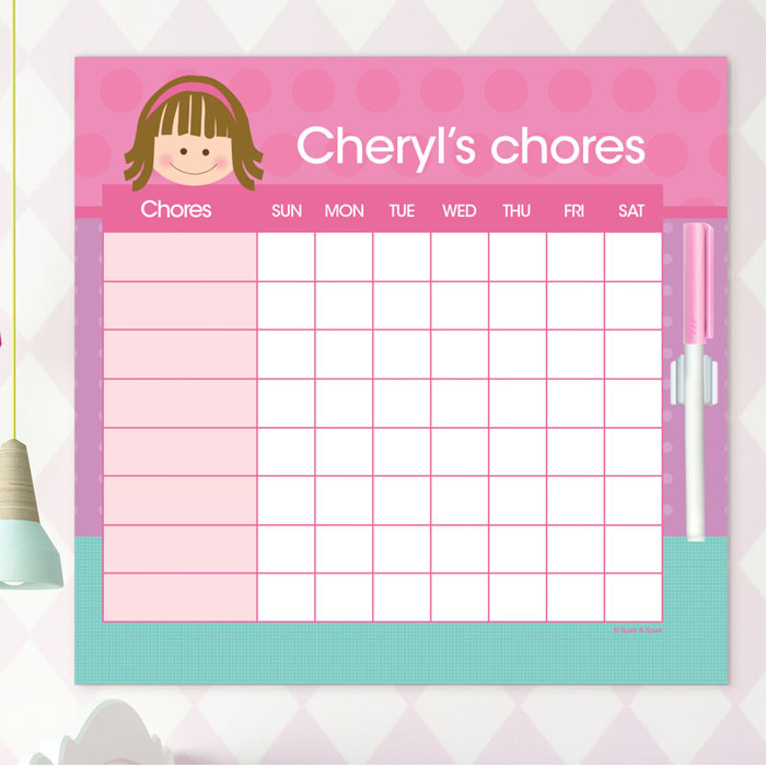 Just Like Me Girl Pink Chore Chart