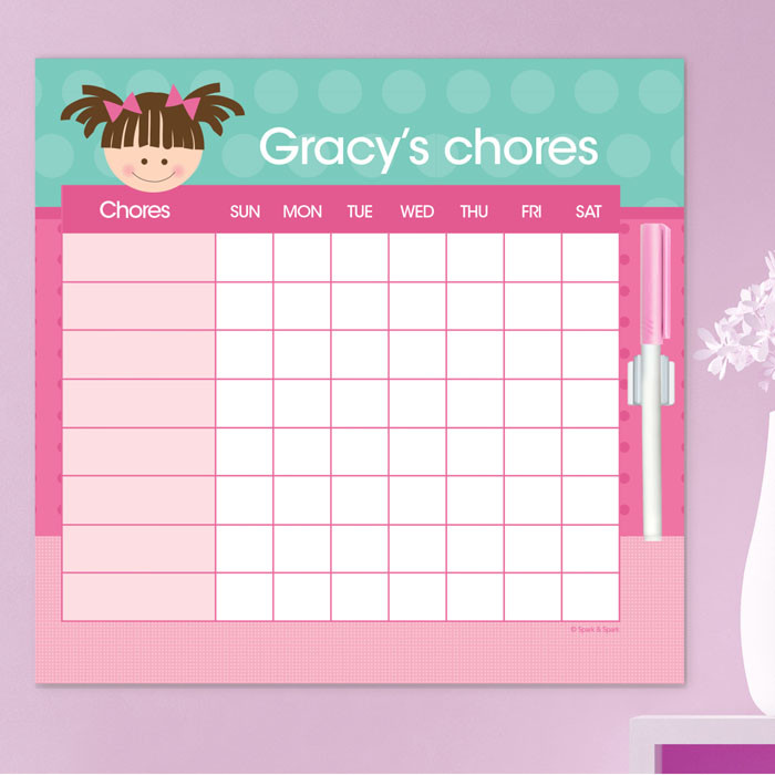 Just Like Me Girl Aqua Chore Chart