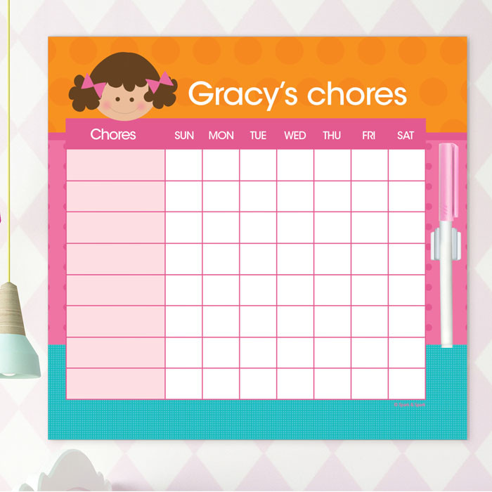 Just Like Me Girl Orange Chore Chart