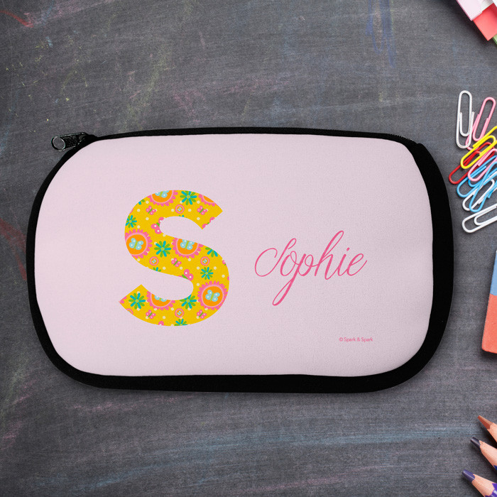 Flower Initial Pencil Case