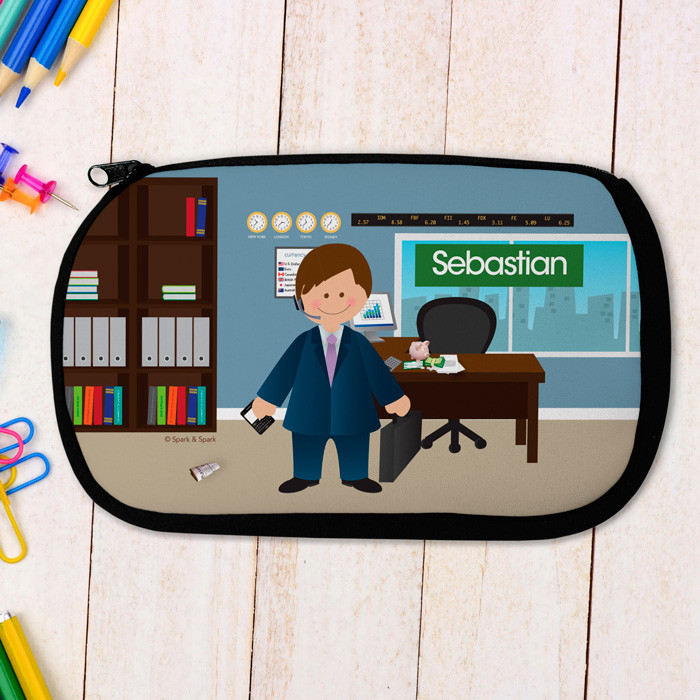 A Boy Crunching Numbers Pencil Case