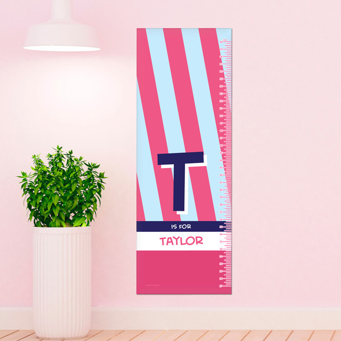 Double Initial + stripes - Blue Growth Chart