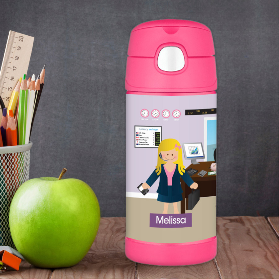 A Girl Crunching Numbers Thermos Bottle