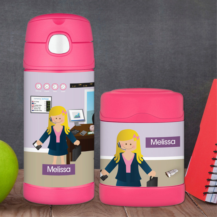 A Girl Crunching numbers Thermos Food Jar