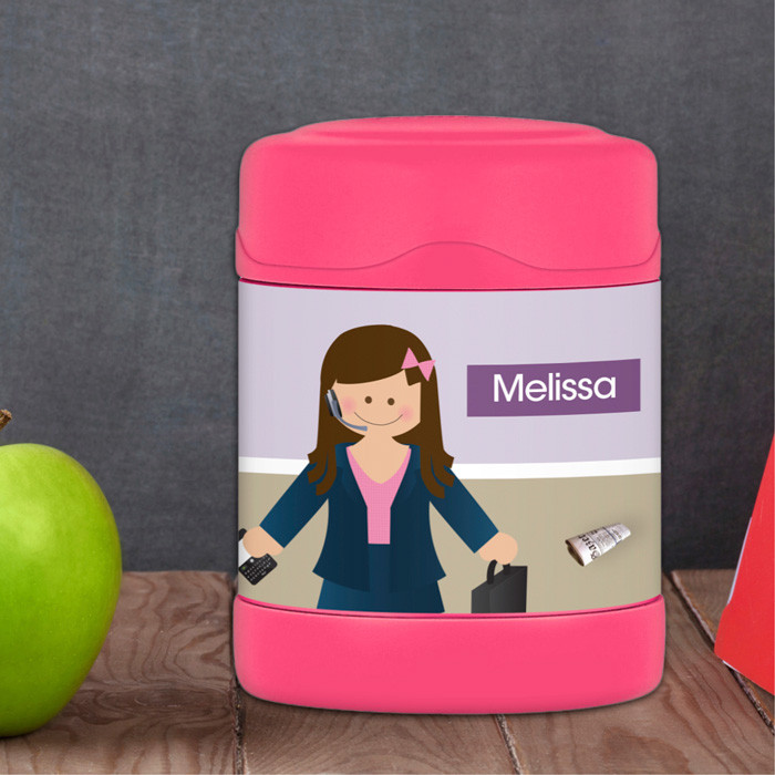 A Girl Crunching numbers Thermos Food Jar