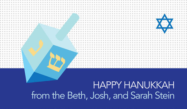 Happy Hanukkah From Our Family Hanukkah Calling Card