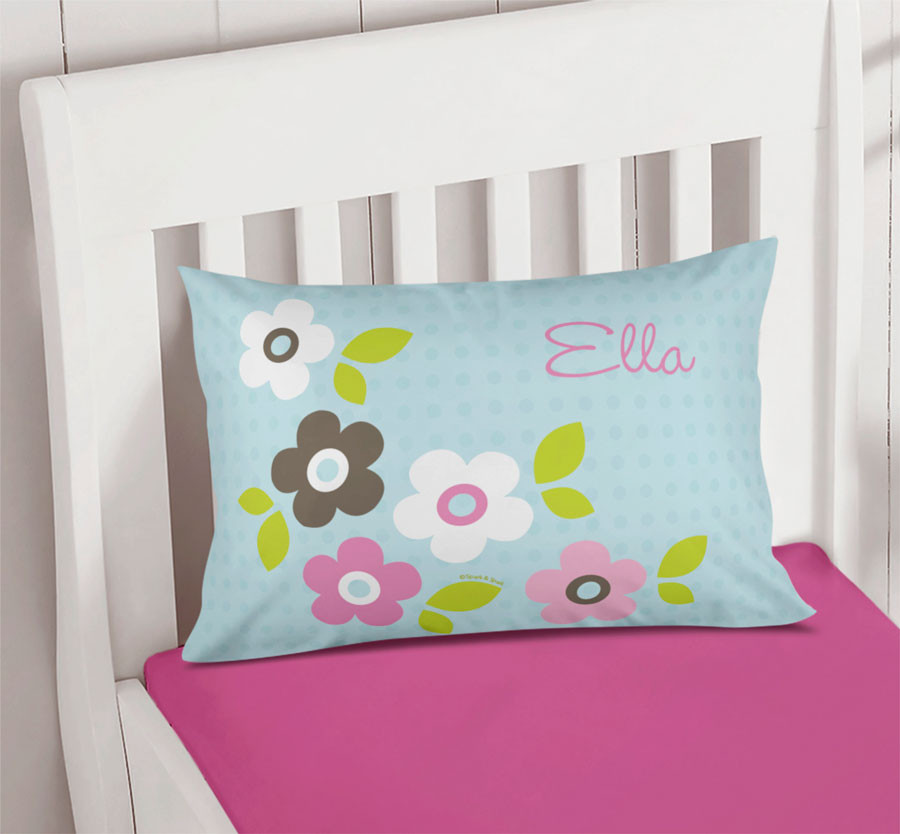 Preppy Flowers Blue Pillowcase Cover