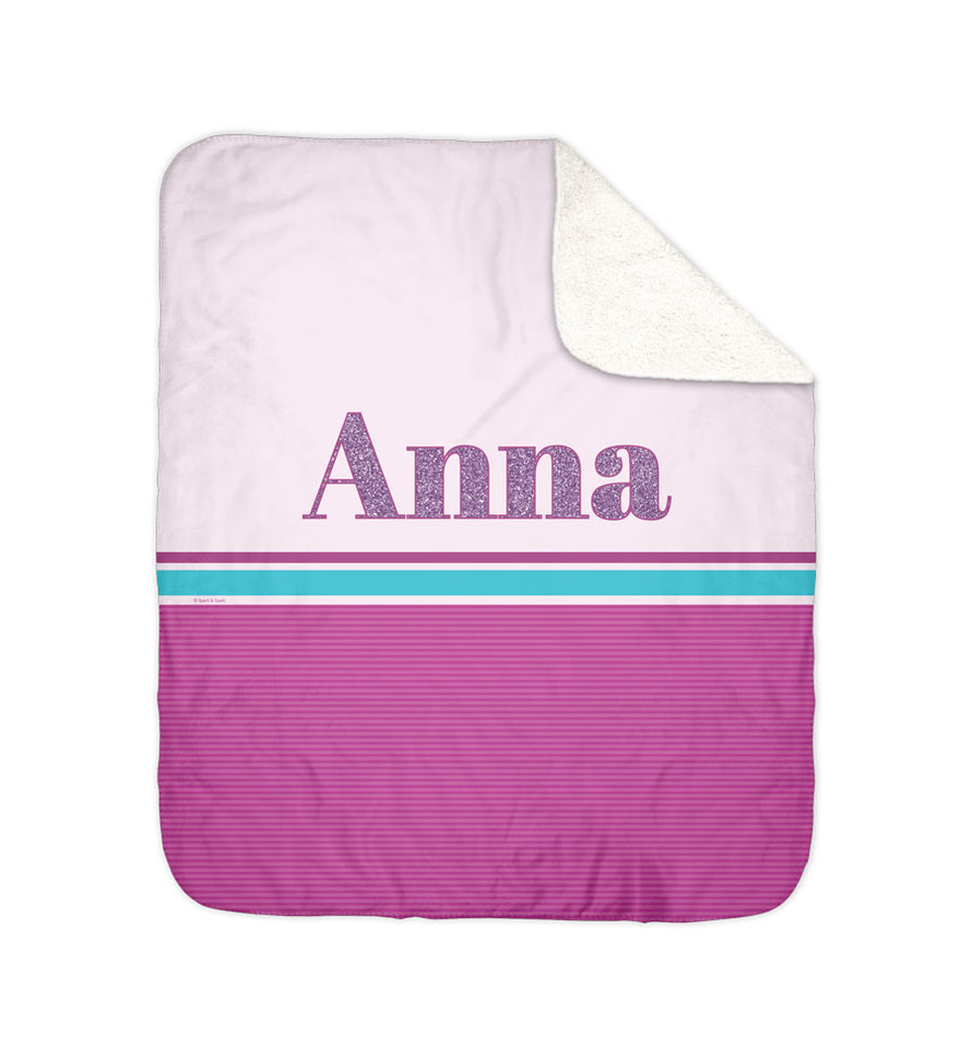 Glitter Purple Name Sherpa Blanket