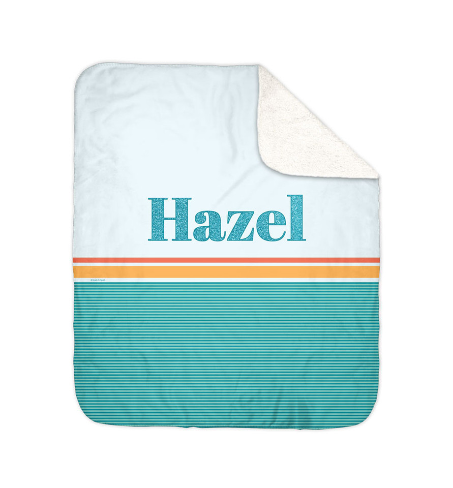 Glitter Blue Name Sherpa Blanket