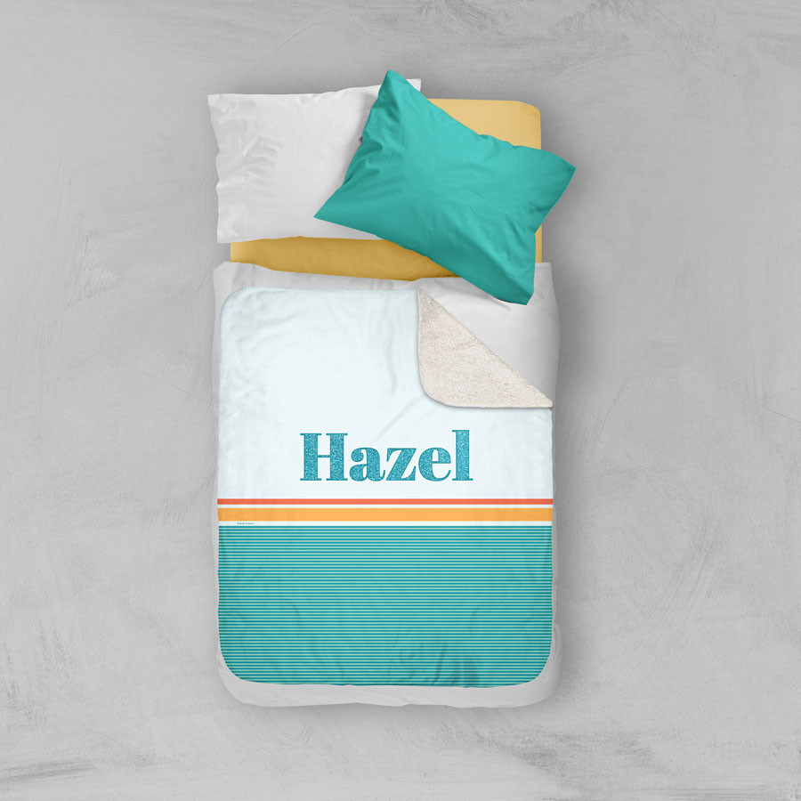 Glitter Blue Name Sherpa Blanket