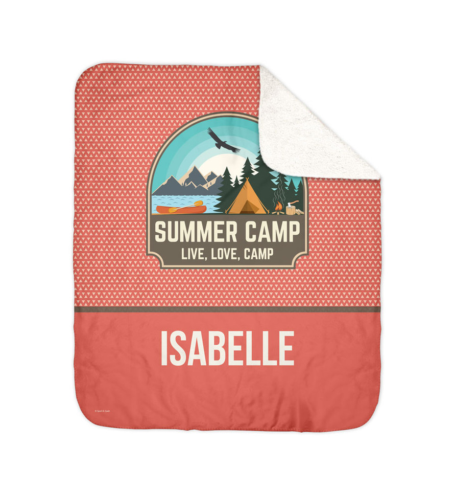 Live, Love, Camp Orange Sherpa Blanket