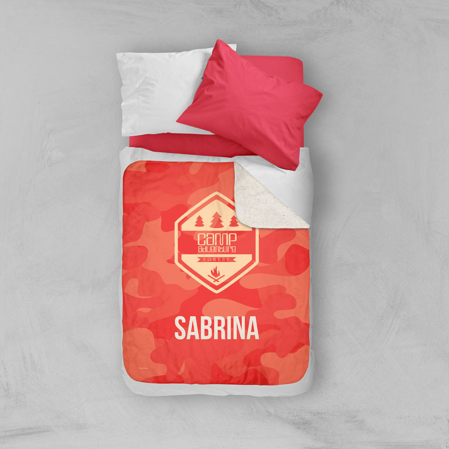 Camouflage Camp Orange Sherpa Blanket