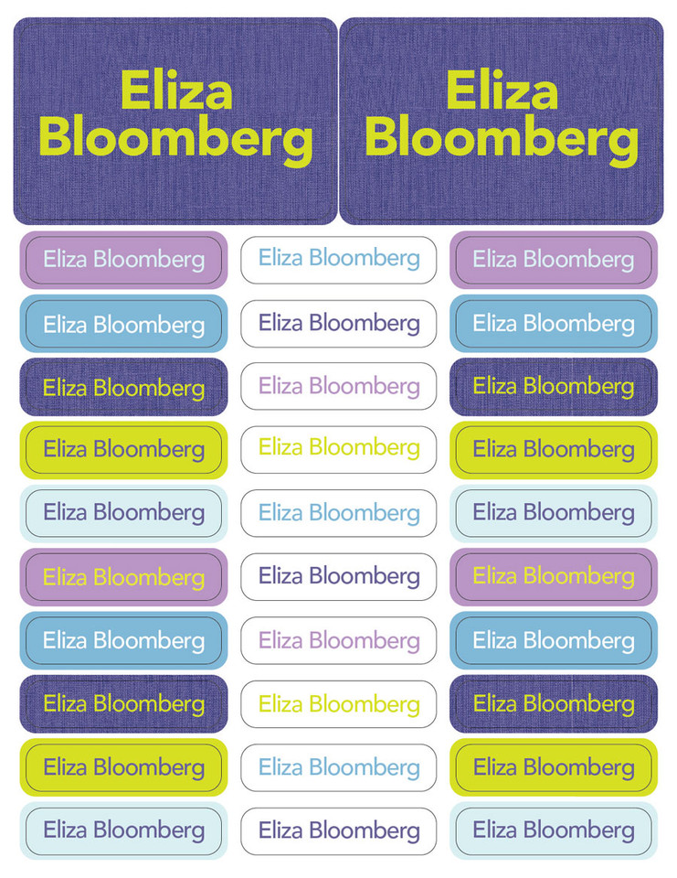 Linen Purple Style Waterproof Labels Rectangular Pack (Set of 128)