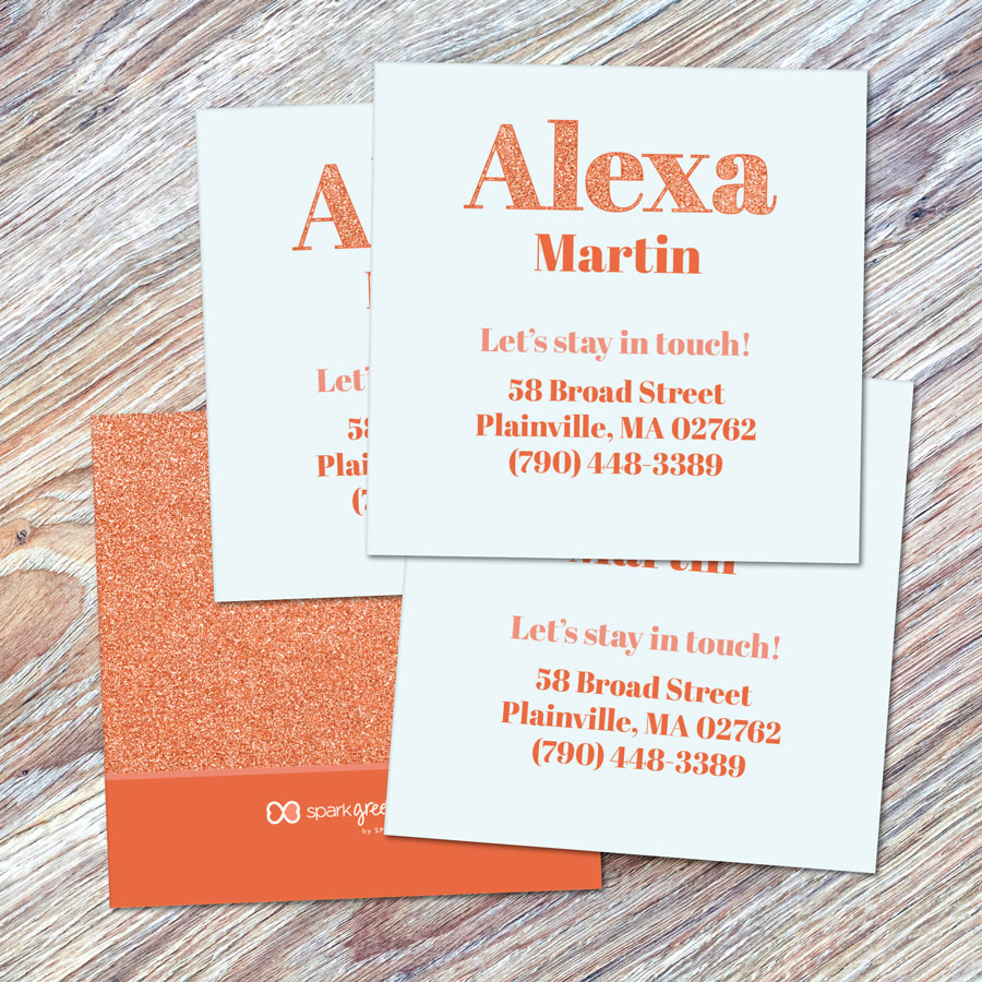 Glitter Orange Name Calling Cards