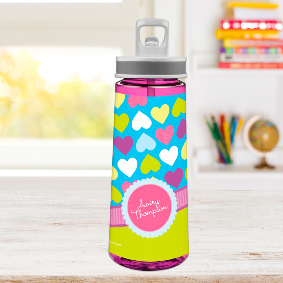 Happy Hearts Sports Water Bottle