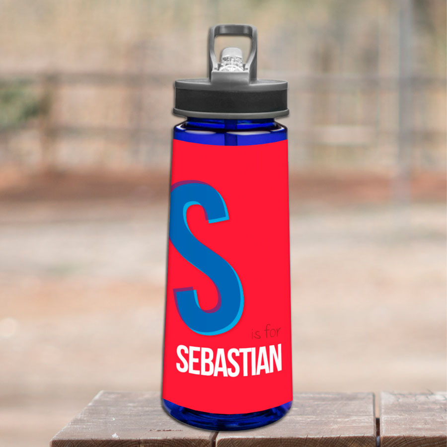 Double Initial Red Sports Water Bottle