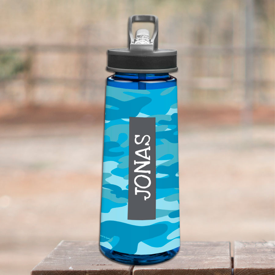 Blue Camouflage Sports Water Bottle