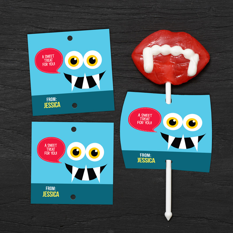 Smiley Monster Blue Lollipop Cards