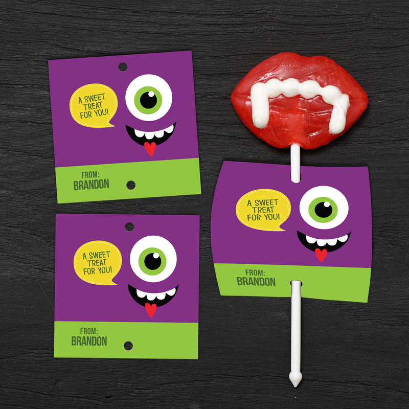 Smiley Monster Purple Lollipop Cards