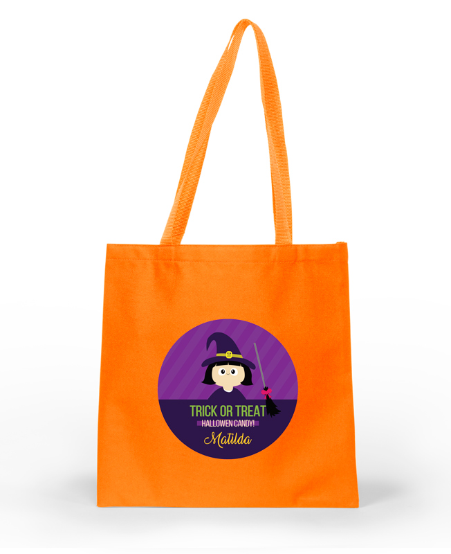 Cute Witch and Broom Halloween Bag