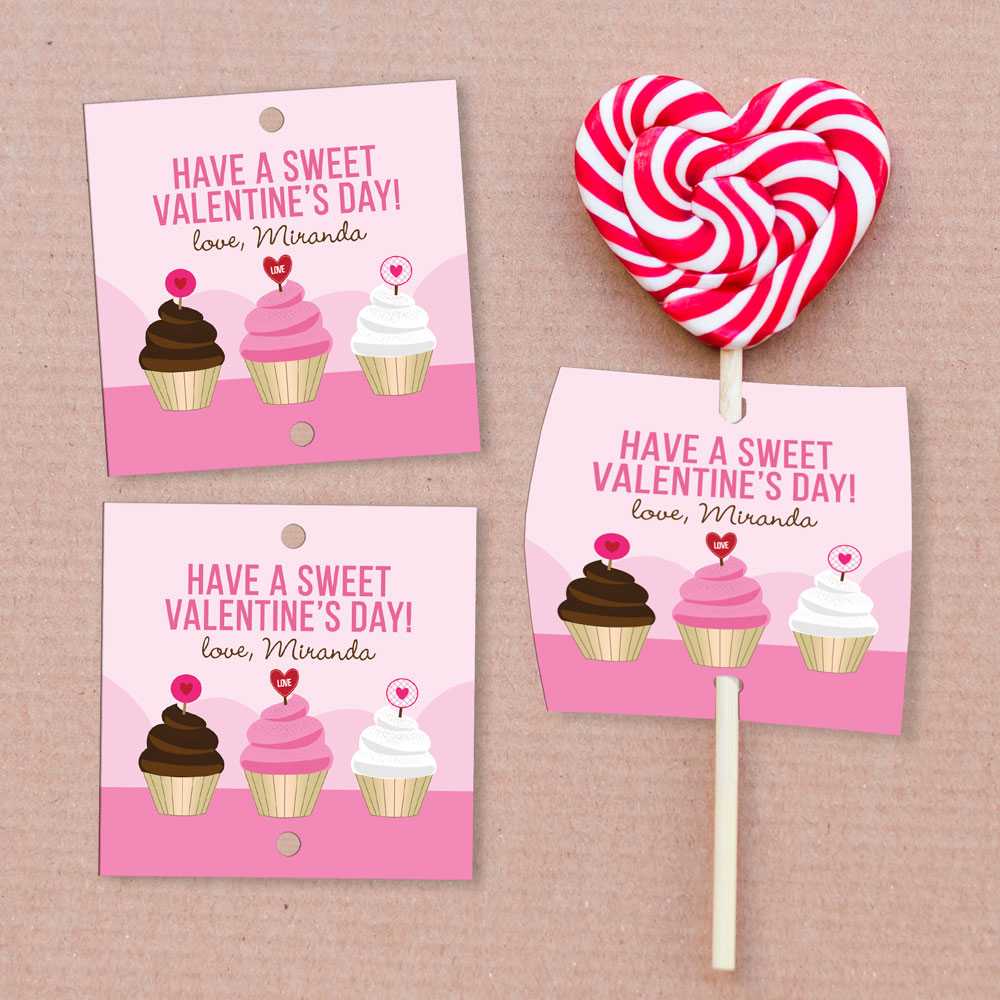 A Sweet Cupcake For Valentine Lollipop Cards Set