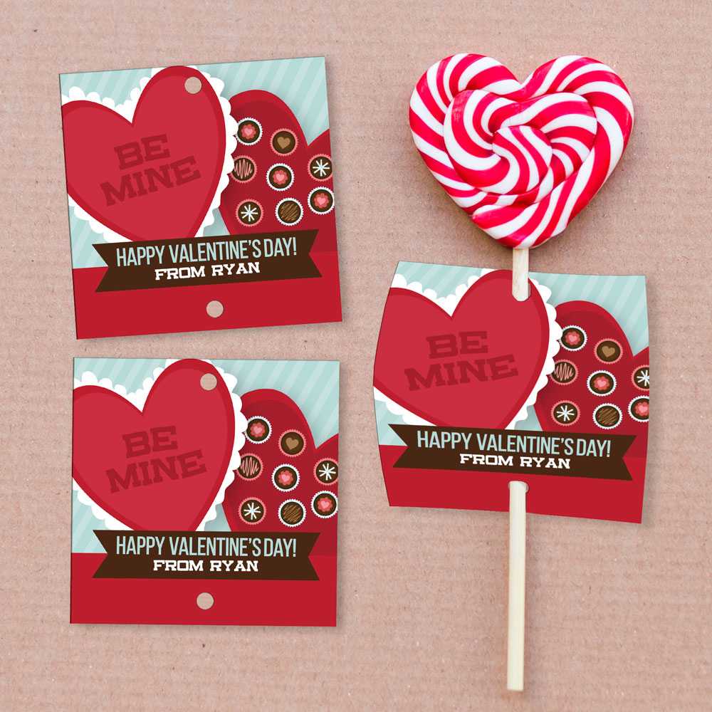 Valentine's Sweets Lollipop Cards Set