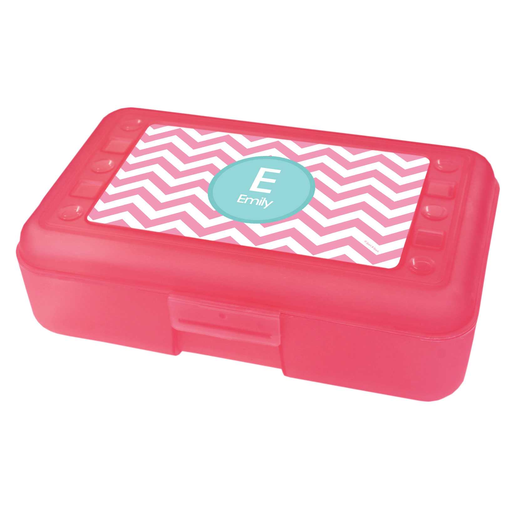 Chevron Pink and Aqua Pencil Box